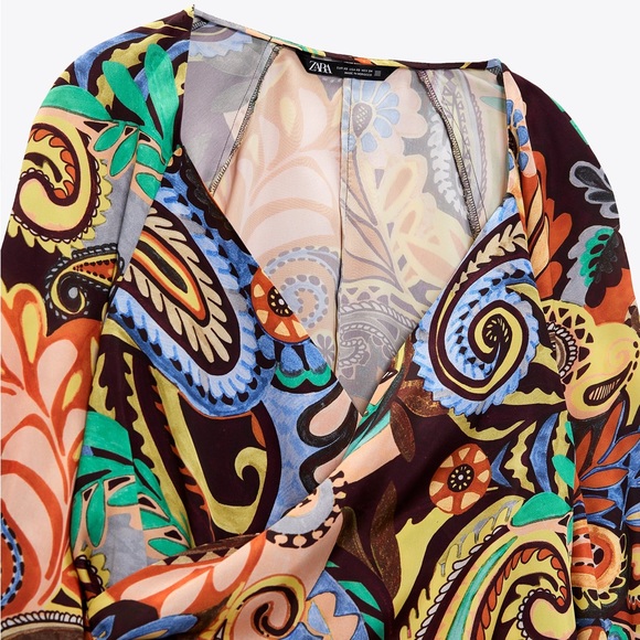 NWT Zara Printed Wrap Top - Picture 4 of 8